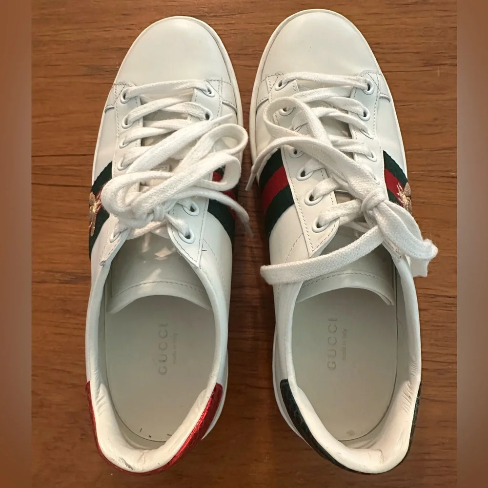 Gucci Women’s Sneakers Ace Trainer With Bee Size 37.5 - Picture 4 of 11